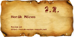 Horák Mózes névjegykártya